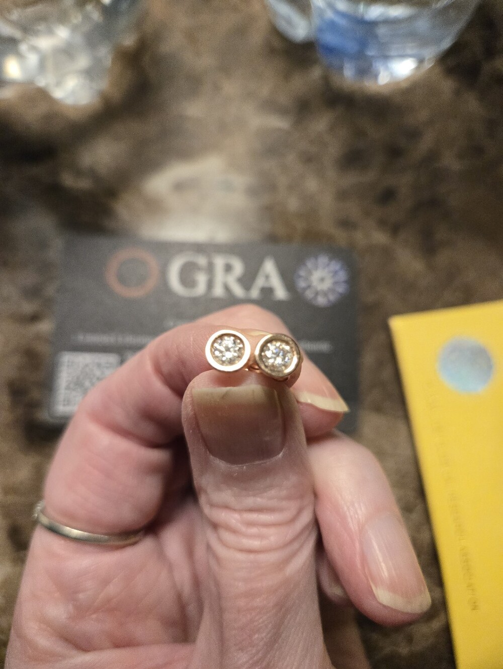 Moissenite Rose Gold Bezel Stud Earrings NWT .6 CTTW